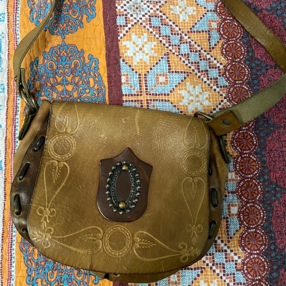 Leather tooled Crossbody